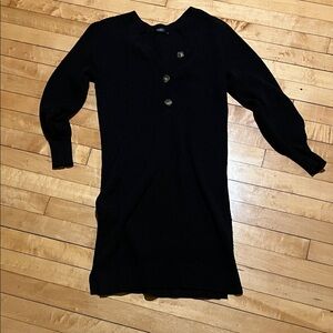 Black Button-Down Sweater Dress Midi